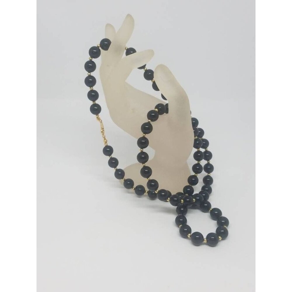 Vintage black and gold bead necklace